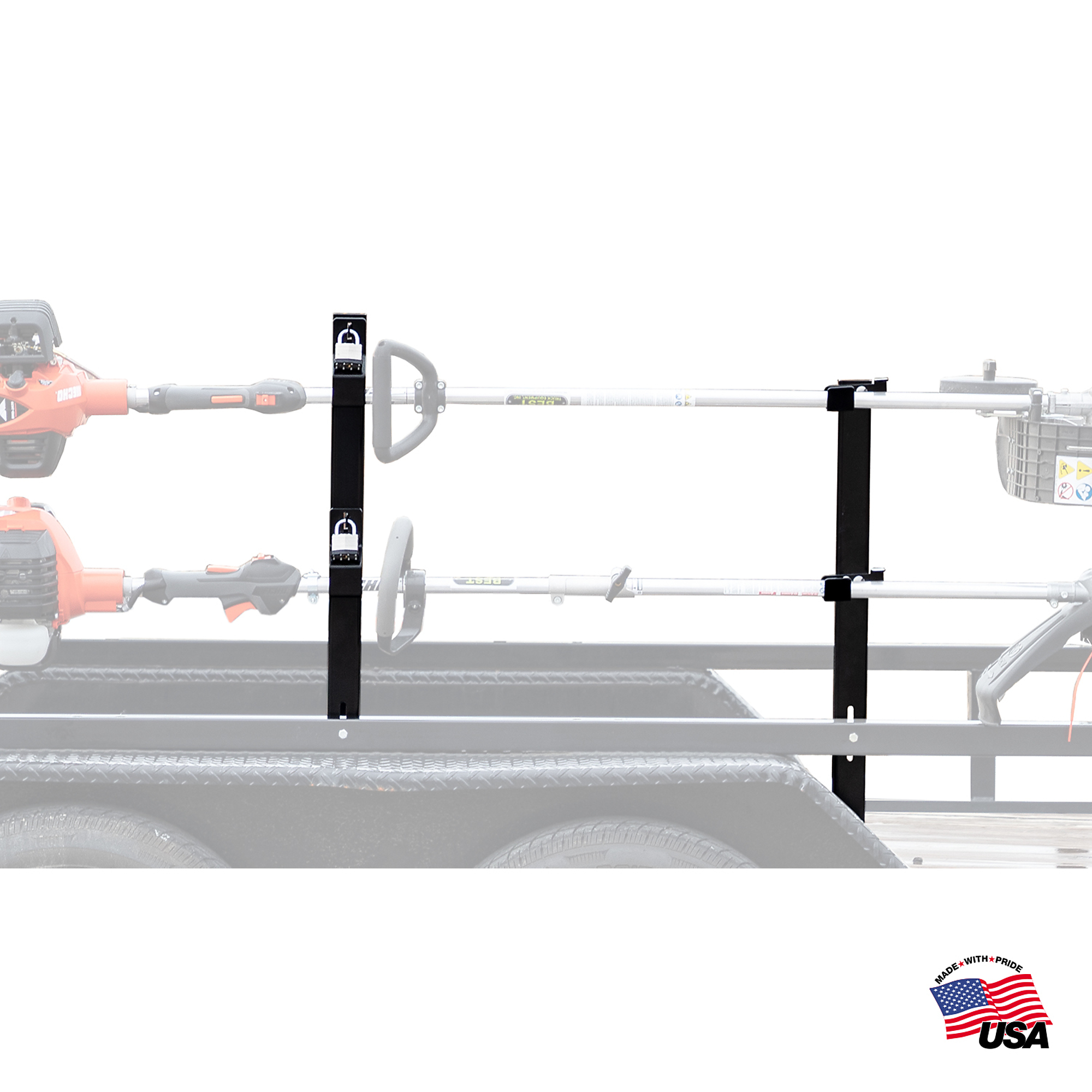 Buyers Products, 2 Position Trimmer Edger Rack Holder Open Landscape Trailer, Shelves (qty.) 2 Material Carbon Steel, Model# LT19